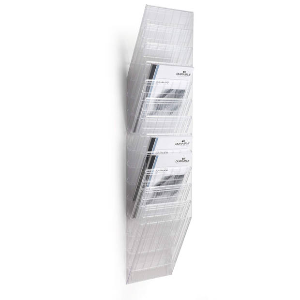 Durable Flexiboxx folderhouder - 111,5 x 24 x 13,5 cm - Transparant - 12 staande A4 vakken