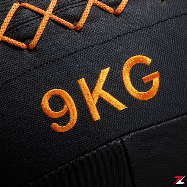 ZEUZ® Premium Wall Ball 9kg - Geschikt voor Crossfit & Fitness – PU Foam Vulling & Vinyl – 35 CM Diamter - Oranje