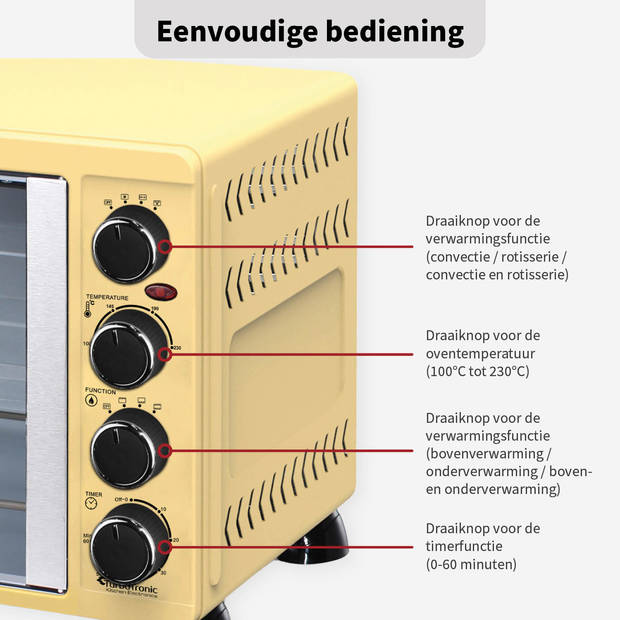 TurboTronic FEO55 Vrijstaande Oven – met Franse Deuren – 55L – Crème