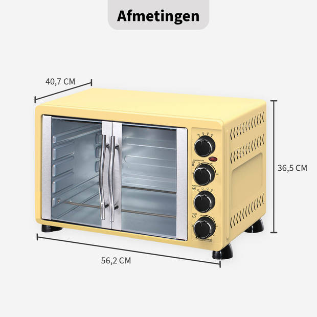 TurboTronic FEO55 Vrijstaande Oven – met Franse Deuren – 55L – Crème