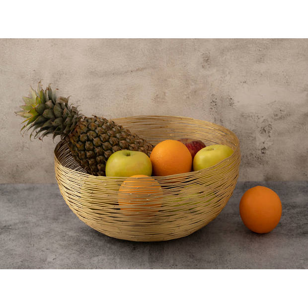 Parya Home - Fruitschaal Broodmand Fruitmand Metalen Draadstructuur - 30x15 - Goud - Metaal