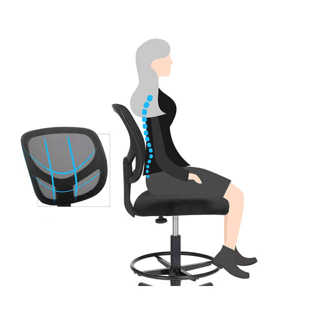 Parya Home - Ergonomische bureaustoel - Verstelbare voetsteun - Zwart