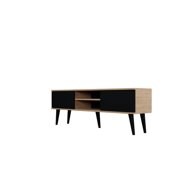 Kocot Toronto - TV meubel 160x35*55cm - eiken ambachtelijk & zwart