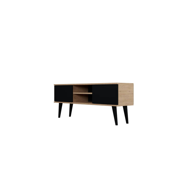 Kocot Toronto - TV meubel 120x35*55cm - ambachtelijk eiken en zwart