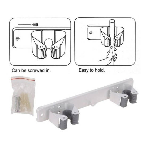 Pro Garden Tuingereedschap Ophangsysteem - Muurbevestiging - 2 Hangers - Kliksysteem - Bezemhouder