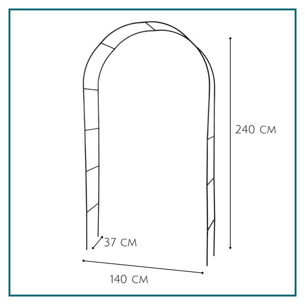 HIXA Rozenboog - Tuindecoratie - 240 x 140 cm - Metalen Frame