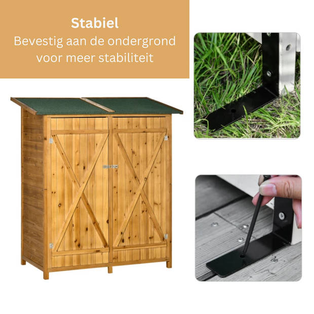 Dubbeldeurse Houten Tuinkast - Tuin opberger - Tuinberging - Tuinschuur - Voorraad kast - 138 x 65,5 x 160 cm