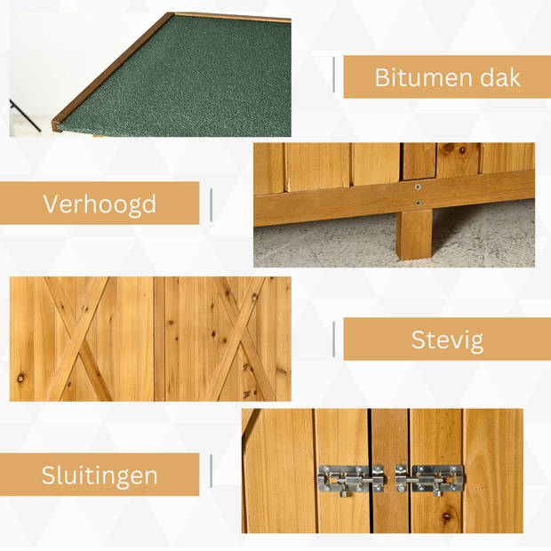 Dubbeldeurse Houten Tuinkast - Tuin opberger - Tuinberging - Tuinschuur - Voorraad kast - 138 x 65,5 x 160 cm