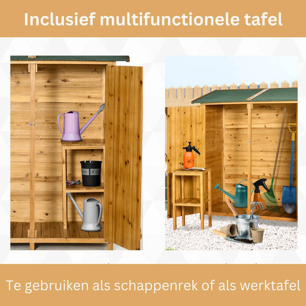 Dubbeldeurse Houten Tuinkast - Tuin opberger - Tuinberging - Tuinschuur - Voorraad kast - 138 x 65,5 x 160 cm