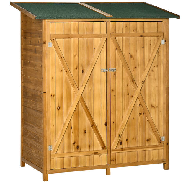 Dubbeldeurse Houten Tuinkast - Tuin opberger - Tuinberging - Tuinschuur - Voorraad kast - 138 x 65,5 x 160 cm