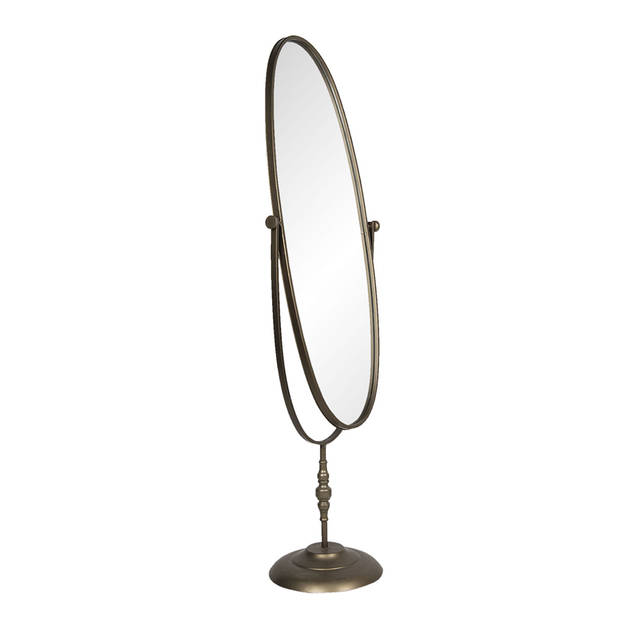 Clayre & Eef Spiegel 48x150 cm Goudkleurig Ijzer Glas Ovaal Staande spiegel Goudkleurig Staande spiegel