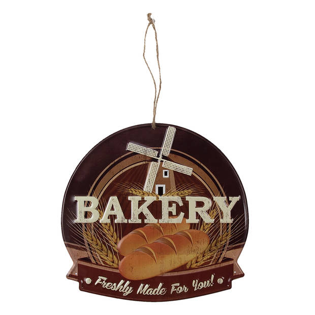 Clayre & Eef Tekstbord 38x40 cm Bruin Ijzer Bakery Wandbord Bruin Wandbord