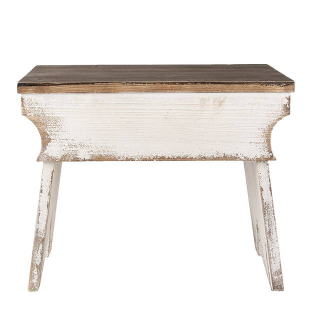 Clayre & Eef Plantentafeltje 47x29x38 cm Wit Bruin Hout Rechthoek Plantenstandaard Wit Plantenstandaard