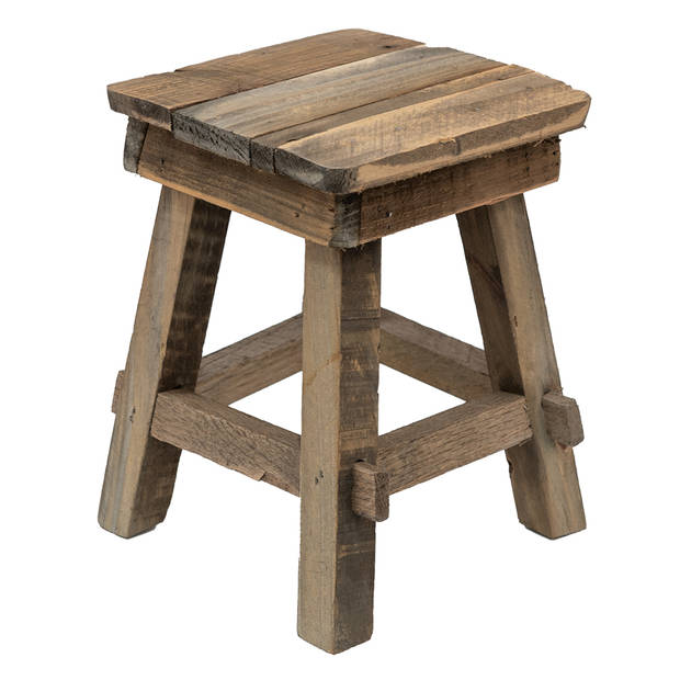 Clayre & Eef Plantentafeltje 15x15x21 cm Bruin Hout Vierkant Plantenstandaard Bruin Plantenstandaard