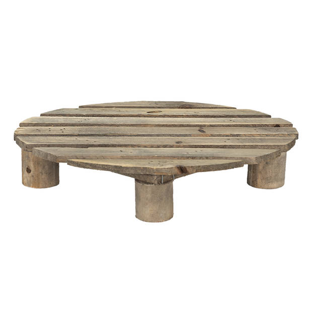 Clayre & Eef Plantentafeltje 30x24x6 cm Bruin Hout Ovaal Plantenstandaard Bruin Plantenstandaard