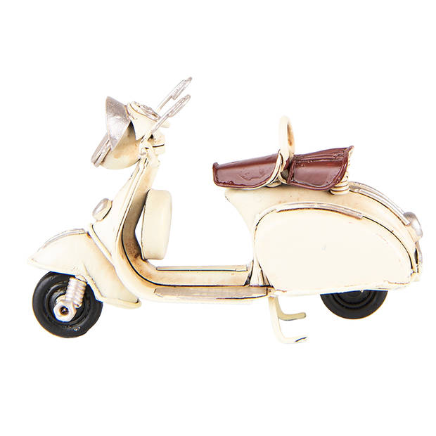 Clayre & Eef Decoratie Miniatuur Scooter 12x5x8 cm Beige Ijzer Miniatuur scooter Beige Miniatuur scooter