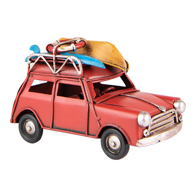 Clayre & Eef Decoratie Miniatuur Auto 11x5x7 cm Rood Ijzer Miniatuur Auto Rood Miniatuur Auto