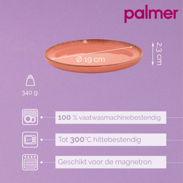 Palmer Bord Antigo 19 cm Roze Porselein 2 stuks