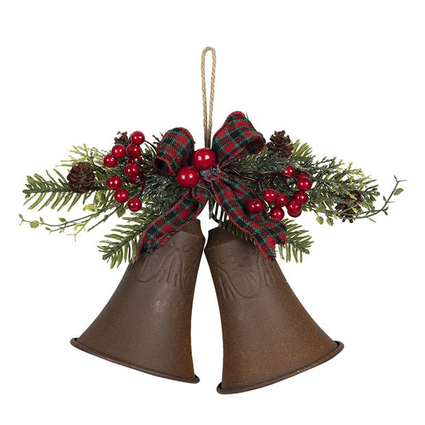 Clayre & Eef Kersthanger 22x12x16 cm Bruin Rood Ijzer Kerstdecoratie Bruin Kerstdecoratie