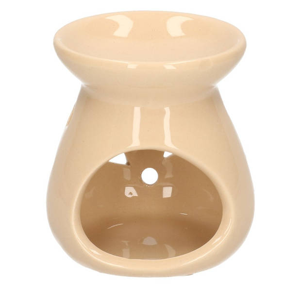 Geurbrander voor amberblokjes/geurolie/waxmelts - keramiek - beige - 7 x 8 cm - Geurbranders