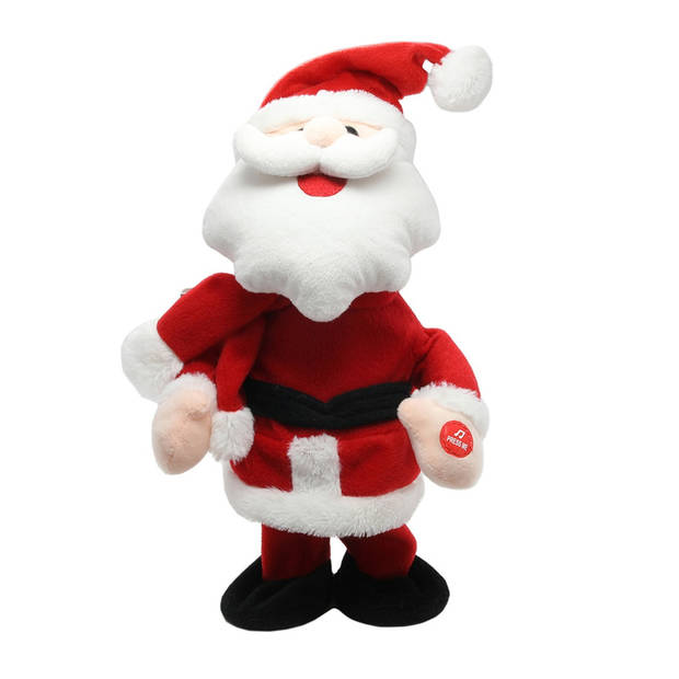 Kerstman pop dansend 30 cm bewegende kerstfiguren/kerstpoppen - Kerstman pop