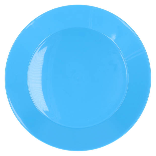 3x ontbijt/diner bordjes van hard kunststof 21 cm in het blauw - Campingborden