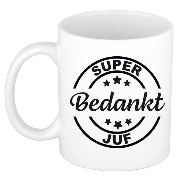 Super bedankt juf cadeau mok/beker wit 300 ml - feest mokken