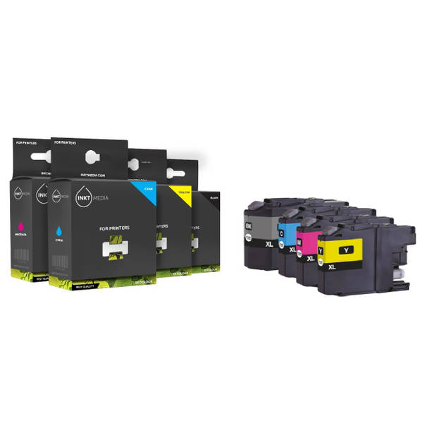 Inktmedia® - GESCHIKT SET BROTHER LC-421XL INKT CARTRIDGE ZWART CYAAN MAGENTA EN GEEL HOGE CAPACITEIT