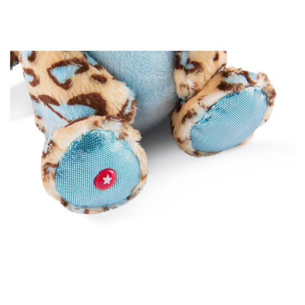 Nici Luipaard/jaguar Lassi - pluche knuffel - beige/blauw - 25 cm - Knuffeldier