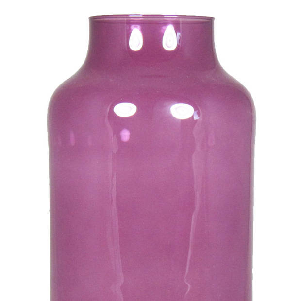Bela Arte Bloemenvaas Milan - transparant paars glas - D15 x H35 cm - melkbus vaas - Vazen