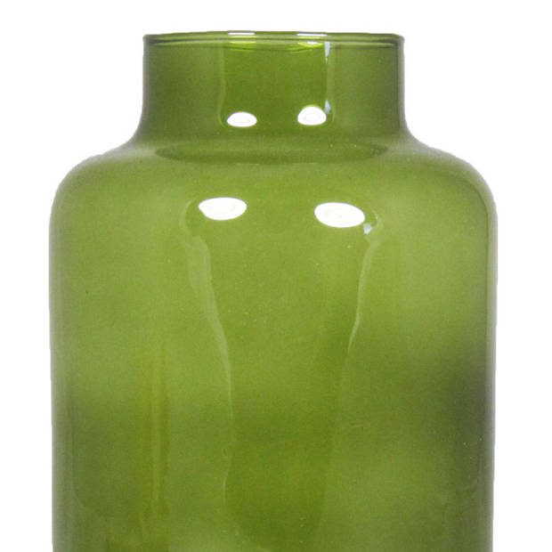 Bela Arte Bloemenvaas Milan - transparant groen glas - D15 x H25 cm - melkbus vaas - Vazen
