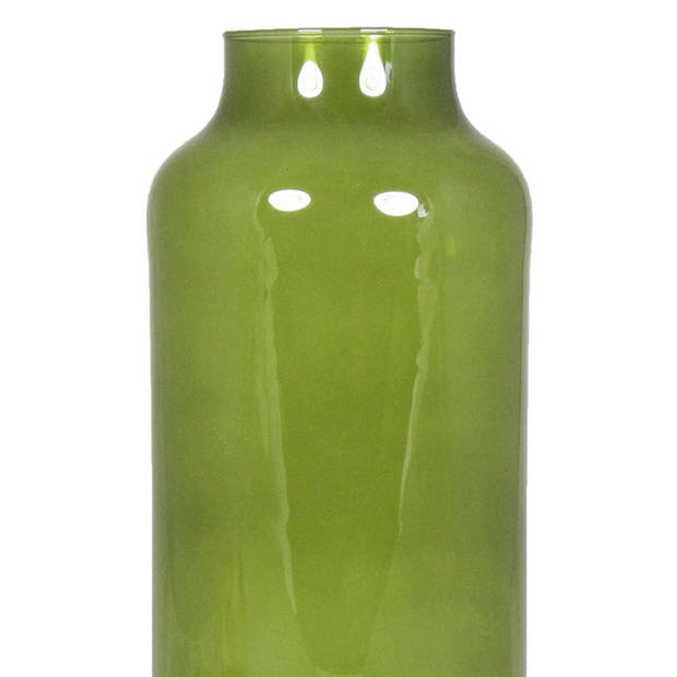 Floran Bloemenvaas Milan - transparant groen glas - D15 x H35 cm - melkbus vaas met smalle hals - Vazen