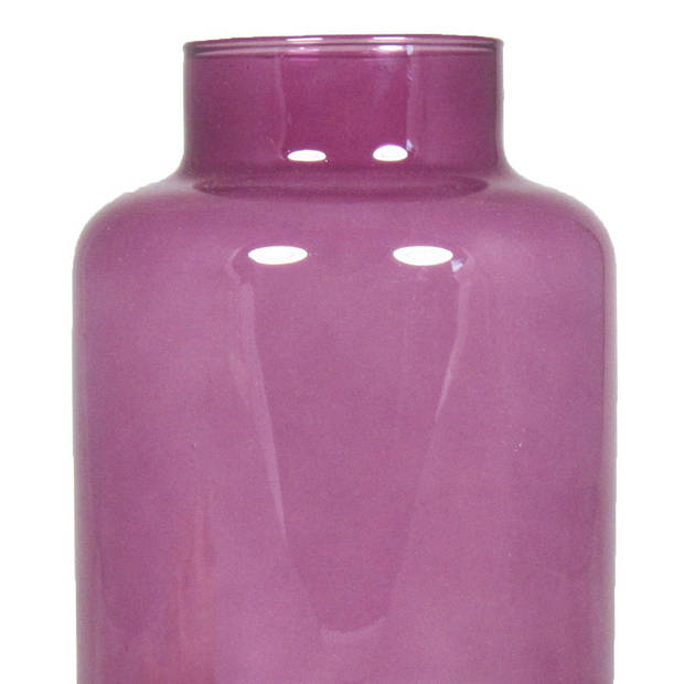 Floran Bloemenvaas Milan - transparant paars glas - D15 x H25 cm - melkbus vaas met smalle hals - Vazen