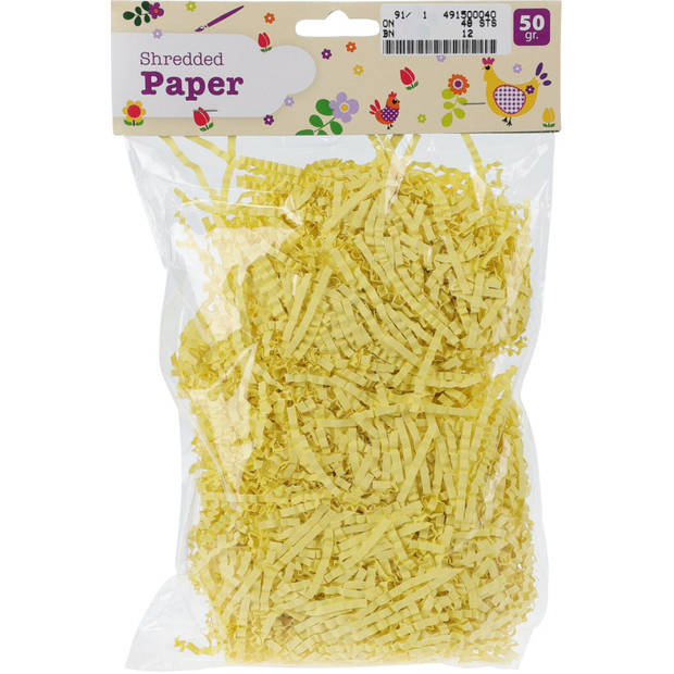 Set van 2x decoratie paasgras vulmateriaal - crepe papier - geel - 100 gram - Feestdecoratievoorwerp