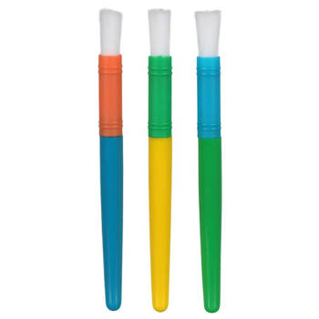 Vierkante kleurrijke dikke verfborstels - penselen - 3 stuks in verpakking