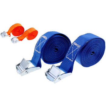 4x Spanband blauw en oranje 2 x 3,5 meter - Opbergen en verhuizen