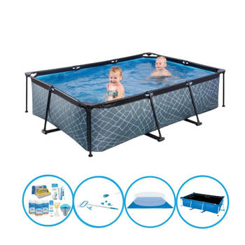 EXIT Zwembad Stone Grey - Frame Pool 220x150x60 cm - Plus accessoires