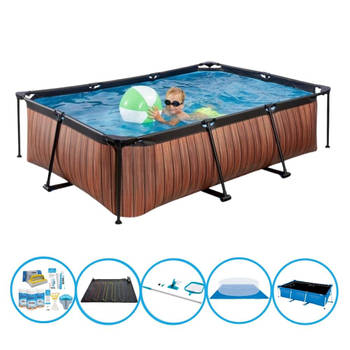 EXIT Zwembad Timber Style - Frame Pool 220x150x60 cm - Zwembad Bundel