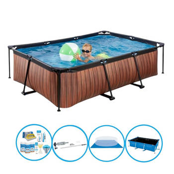 EXIT Zwembad Timber Style - Frame Pool 220x150x60 cm - Plus bijbehorende accessoires