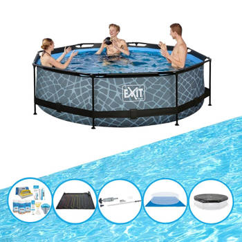 EXIT Zwembad Stone Grey - Frame Pool ø300x76cm - Met accessoires