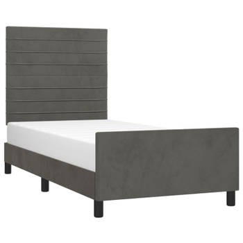 vidaXL Bedframe met hoofdeinde fluweel donkergrijs 90x190 cm