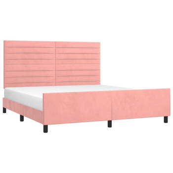 vidaXL Bedframe met hoofdeinde fluweel roze 180x200 cm