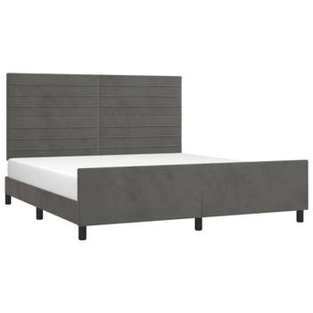 vidaXL Bedframe met hoofdeinde fluweel donkergrijs 180x200 cm