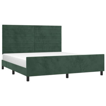 vidaXL Bedframe met hoofdeinde fluweel donkergroen 180x200 cm