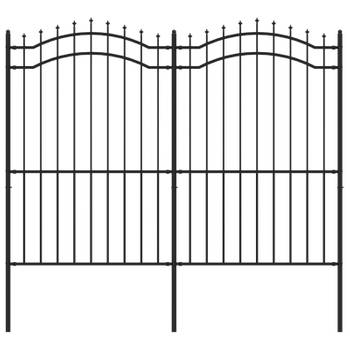 vidaXL Tuinhek met spijlpunten 222 cm gepoedercoat staal zwart