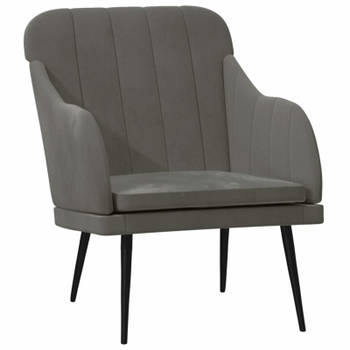 vidaXL Fauteuil 63x76x80 cm fluweel donkergrijs