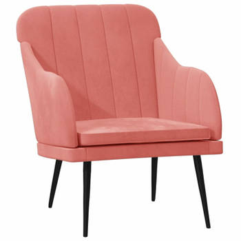 vidaXL Fauteuil 63x76x80 cm fluweel roze