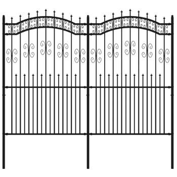vidaXL Tuinhek met spijlpunten 222 cm gepoedercoat staal zwart