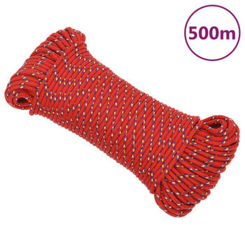 vidaXL Boottouw 3 mm 500 m polypropeen rood