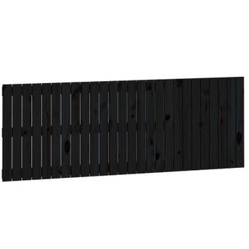 vidaXL Wandhoofdbord 166x3x60 cm massief grenenhout zwart